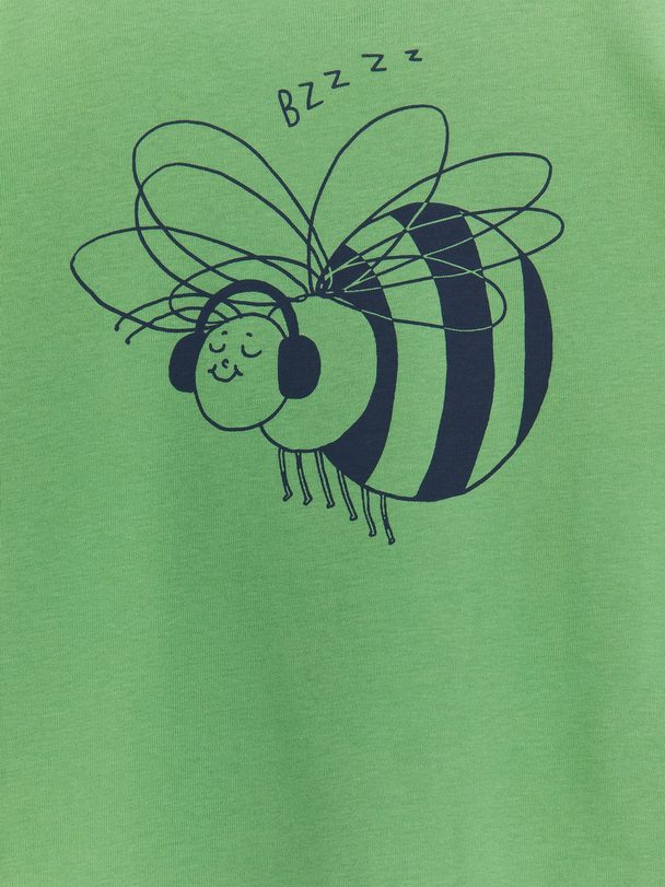 ARKET Short Jersey Pyjama Set Green/bumblebee