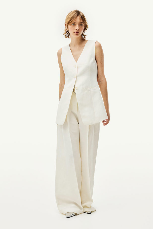 H&M Linen-blend Suit Waistcoat White