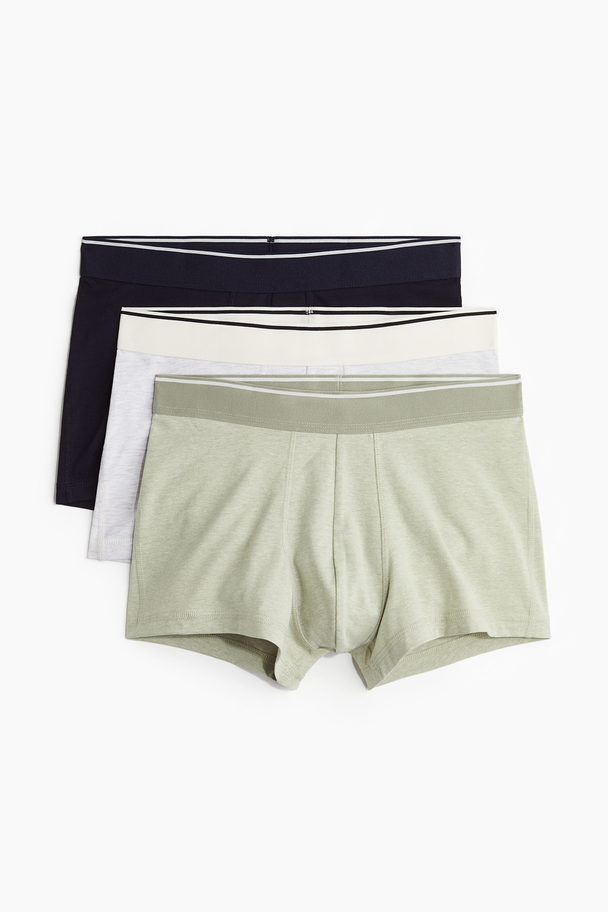 H&M 3er-Pack Xtra Life™ Kurze Trunks Salbeigrün/Graumeliert