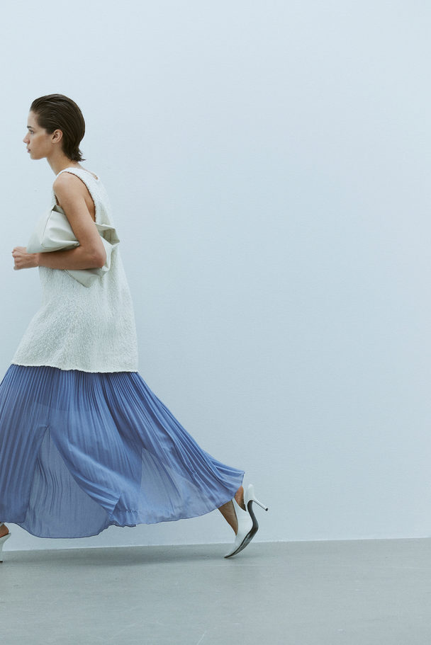 H&M Pleated Chiffon Skirt Dusty Blue