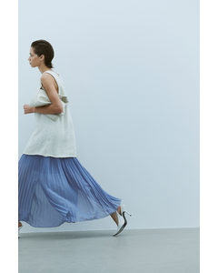 Pleated Chiffon Skirt Dusty Blue