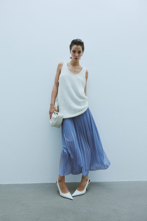 H&M Pleated Chiffon Skirt Dusty Blue