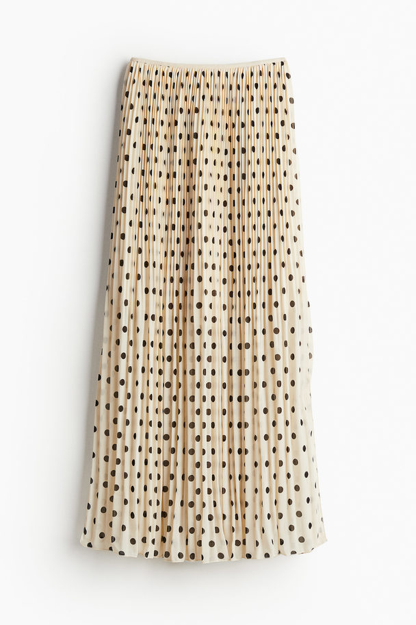 H&M Plissérok Van Chiffon Roomwit/stippen