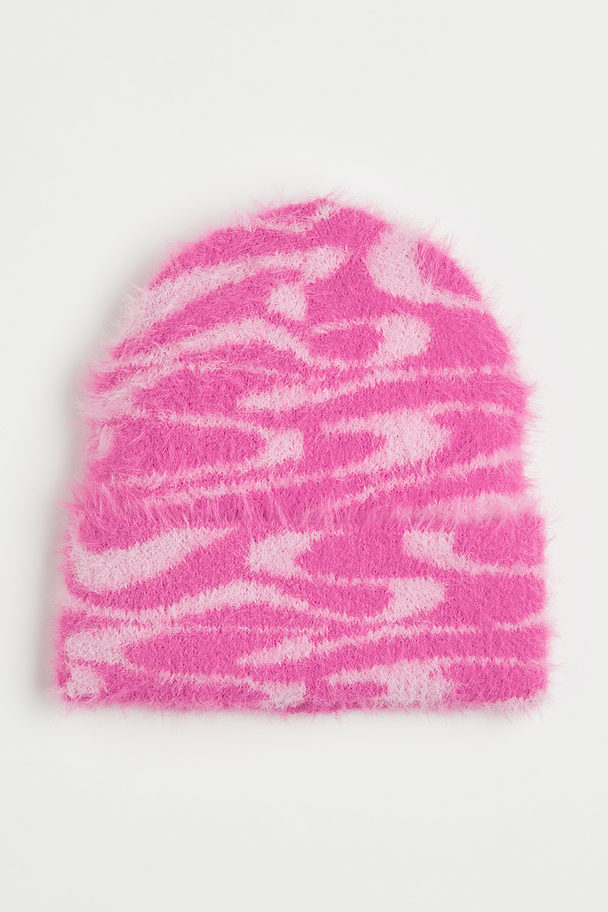 H&M Rib-knit Hat Pink/swirls