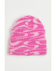 Rib-knit Hat Pink/swirls