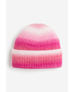 Rib-knit Hat Pink/light Pink