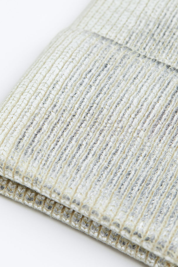 H&M Rib-knit Hat Silver-coloured