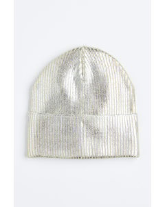 Rib-knit Hat Silver-coloured