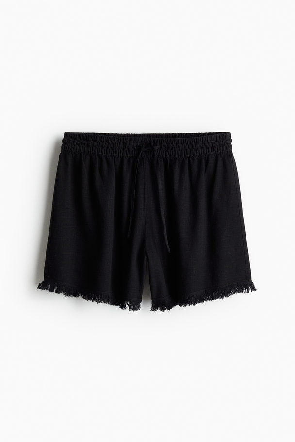 H&M Pull-on Short Van Linnenmix Zwart