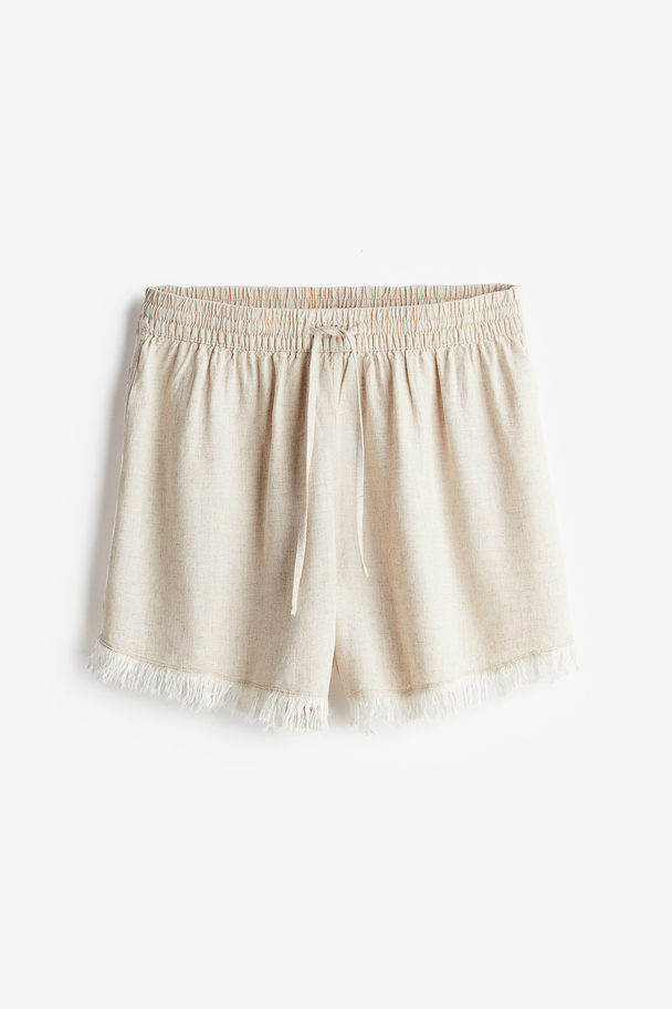 H&M Pull-on Short Van Linnenmix Lichtbeige