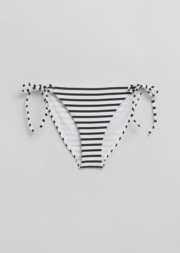 & Other Stories Bikinihose mit seitlichen Bindebändern Schwarz/Weißgelb
