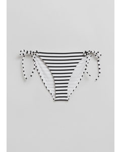 Bikinihose mit seitlichen Bindebändern Schwarz/Weißgelb