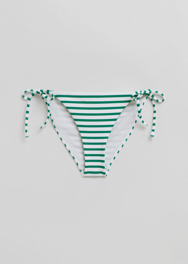 & Other Stories Bikinihose mit seitlichen Bindebändern Grün/Weißgelb