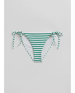 Bikinihose mit seitlichen Bindebändern Grün/Weißgelb