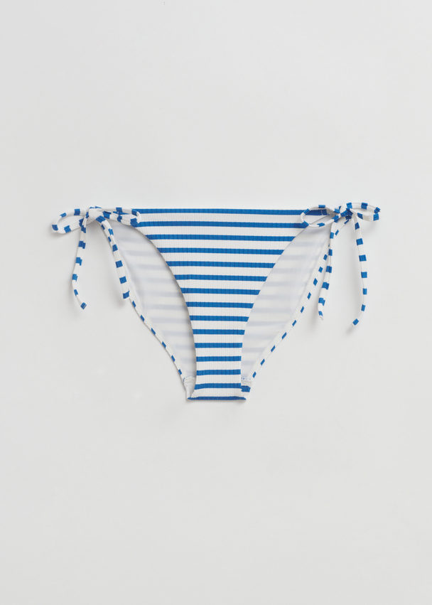 & Other Stories Bikinihose mit seitlichen Bindebändern Blau/Weißgelb