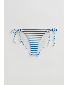 Bikinihose mit seitlichen Bindebändern Blau/Weißgelb