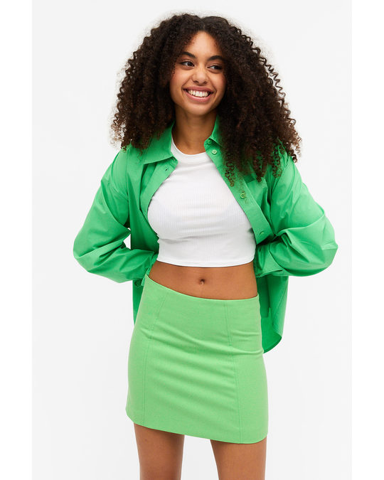 Monki Green Zip Back Mini Skirt Bright Green
