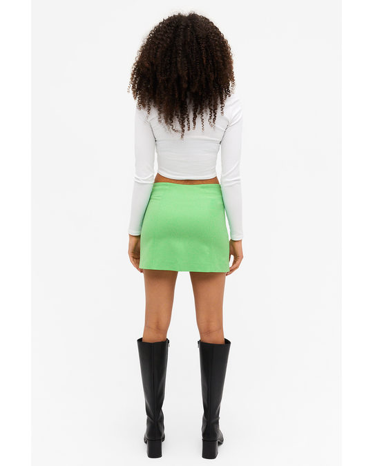 Monki Green Zip Back Mini Skirt Bright Green