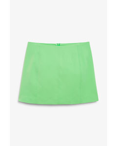 Green Zip Back Mini Skirt Bright Green