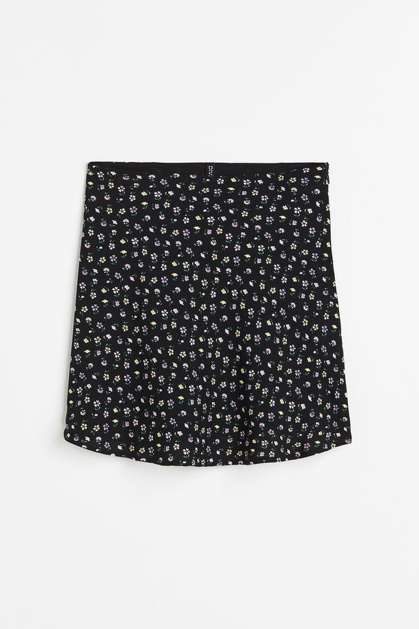 H&M Patterned A-line Skirt Black/floral