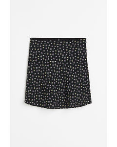 Patterned A-line Skirt Black/floral