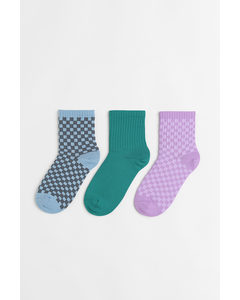 3-pack Sports Socks Pink/blue/turquoise