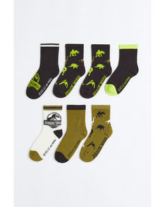 7er-Pack Socken Khakigrün/Jurassic World