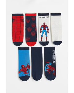 7 Paar Sokken Donkerblauw/spider-man