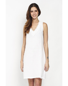 Sleeveless Dress With Embroidery On V-neck