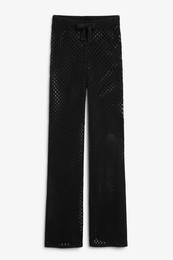 Monki Black Crochet Style Trousers Black