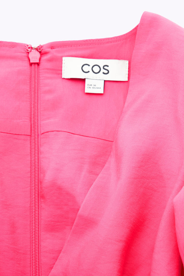 COS Puff-sleeve Midi Dress Pink