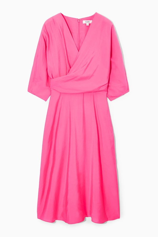 COS Puff-sleeve Midi Dress Pink
