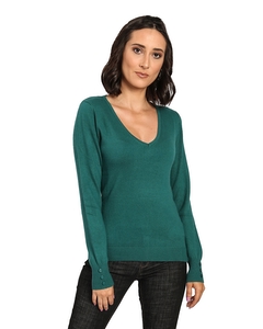 V-neck Sweater With Fancy Buttons On Sleeves