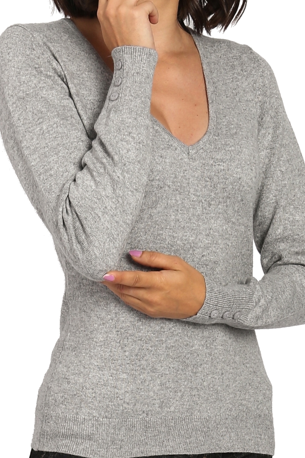 C&Jo V-neck Sweater With Fancy Buttons On Sleeves