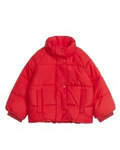 Print Puffer Jacket Red