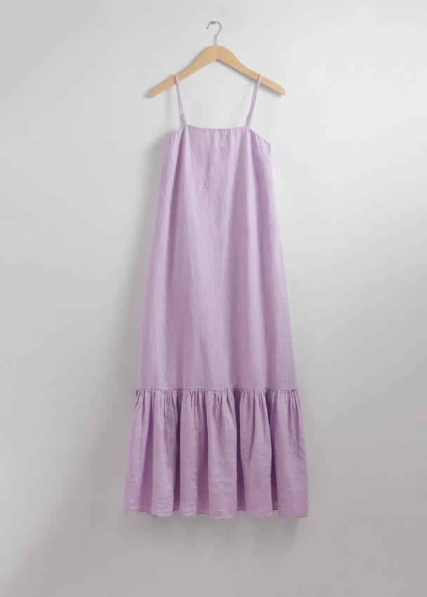 & Other Stories Strappy Linen Midi Dress Lilac