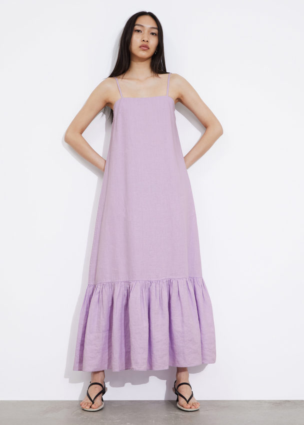 & Other Stories Strappy Linen Midi Dress Lilac