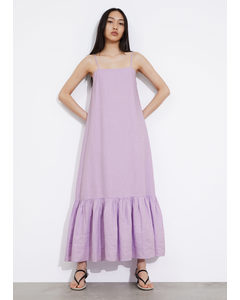 Strappy Linen Midi Dress Lilac