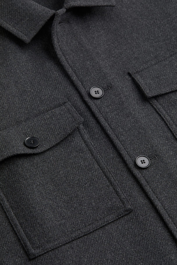 H&M Wool-blend Overshirt Dark Grey