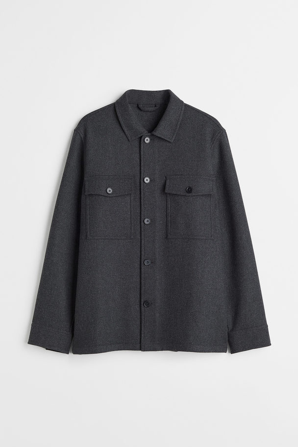 H&M Wool-blend Overshirt Dark Grey