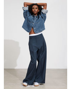 Wide Tailored Trousers Dark Blue