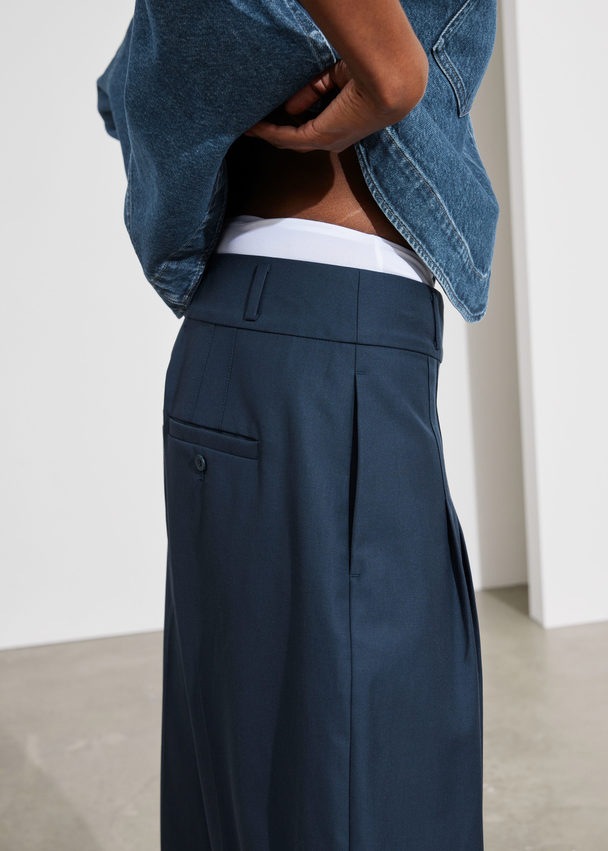 & Other Stories Wide Tailored Trousers Dark Blue