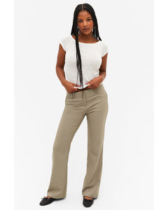 Low Waist Tailored Bootcut Trousers Taupe Melange