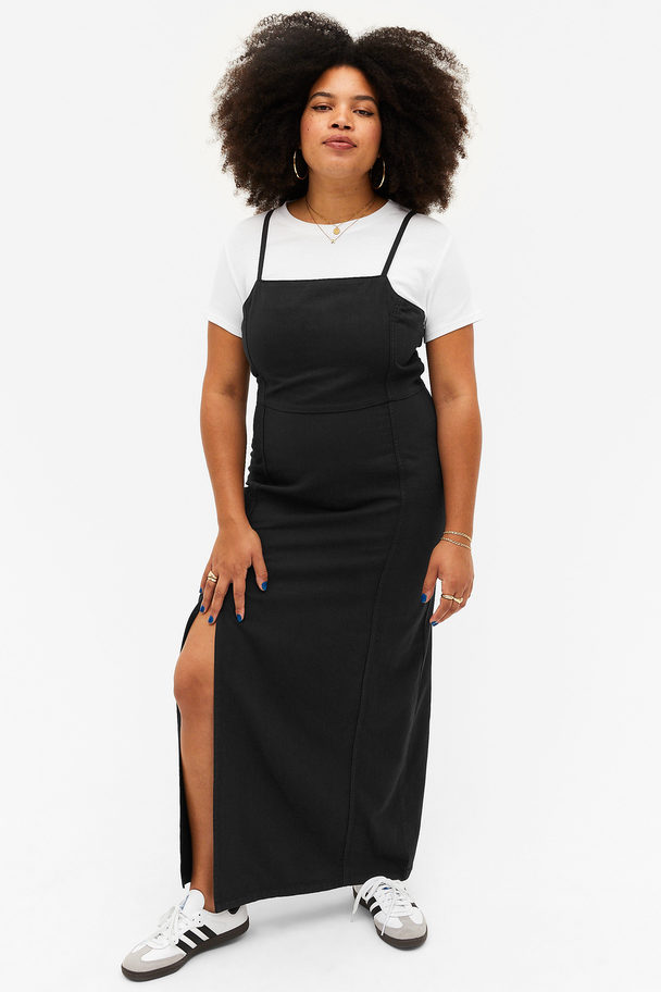 Monki Denim Maxi-jurk Met Vierkante Hals Zwart