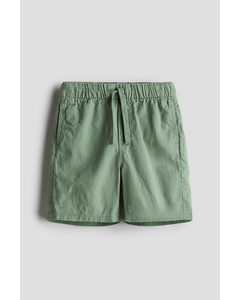 Linen-blend Pull-on Shorts Green