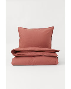 Washed Cotton Duvet Cover Set Rust Red