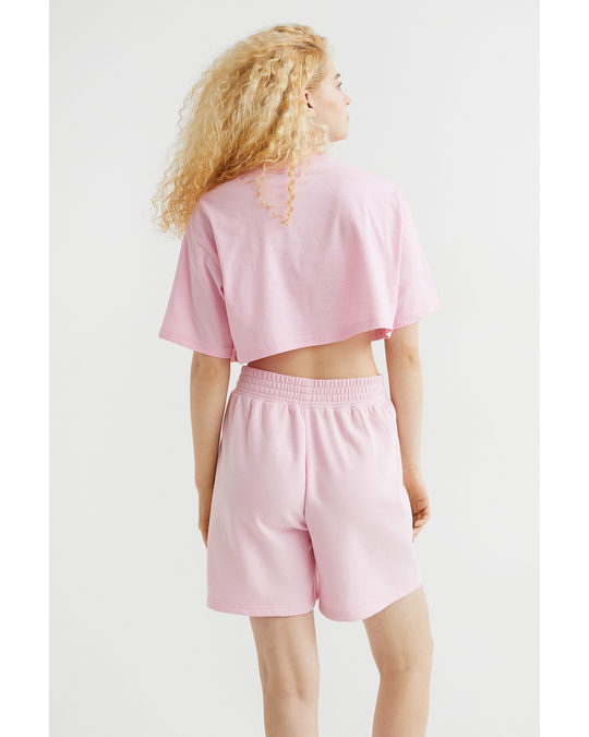 H&M Cropped T-shirt Light Pink