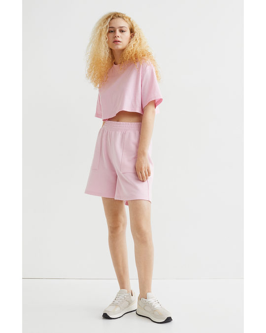H&M Cropped T-shirt Light Pink