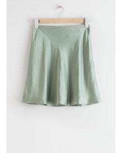 Satin Mini Skirt Light Green