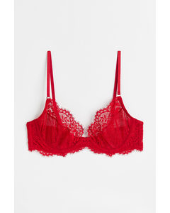 Non-padded Underwired Lace Bra Red
